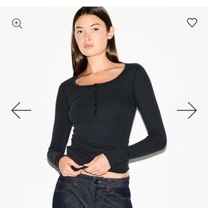 Skims cotton jersey set (top henley S and straight leg pants M)